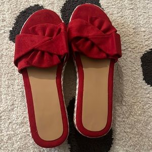 Red platform sandals